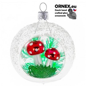 (L4) 800-2 glass ball 8 cm concave transparent with 2 mushrooms - 2 pcs