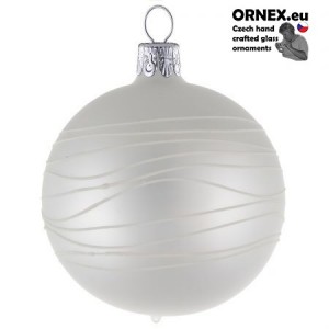 (E4) 986-6 glass ball 7 cm white with ripples - 6 pcs